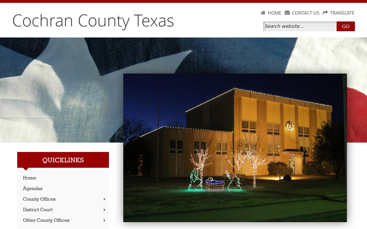 Cochran County home page with county office and courthouse information